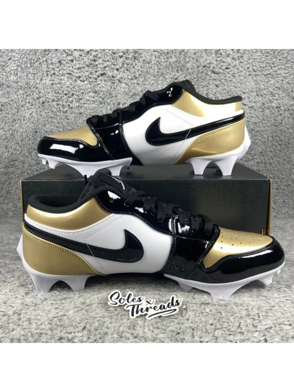 Air Jordan 1 Low TD Football Patent Gold Toe Size 10 Men FJ6245-701